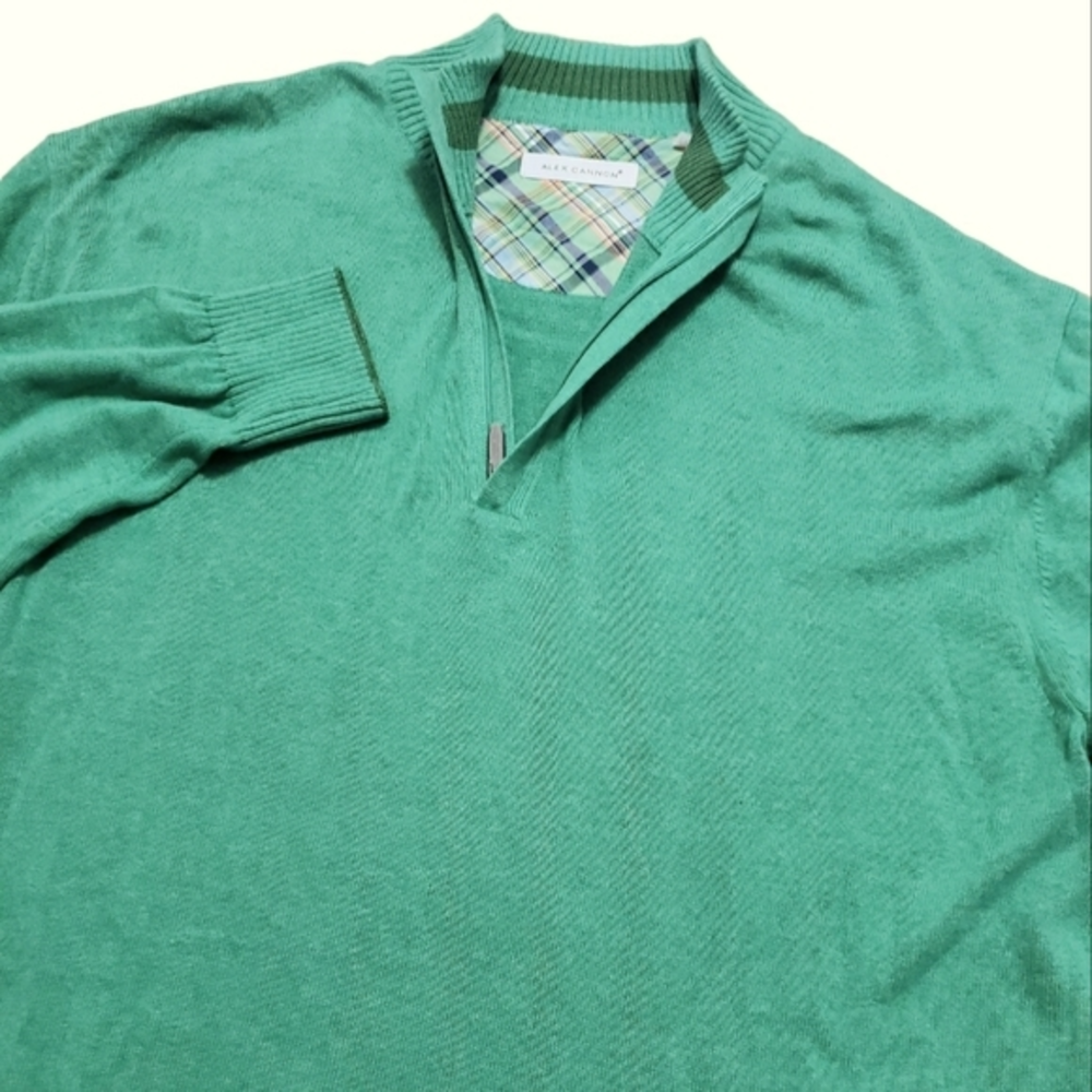 Alex Cannon Men's Pull-over Lightweight Green Quarter Zip Sweater Size‎ XLarge